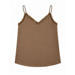 Anthropologie Camisole Tina Jo Satin Cami Sz Medium Sleeveless Brown Made in USA